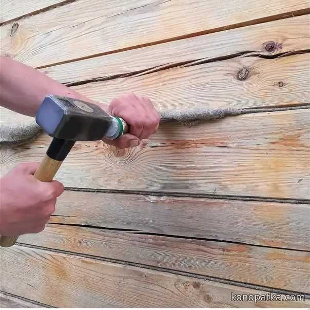 Конопатка бруса: чем и как правильно конопатить стены из профилированного бруса после усадки?