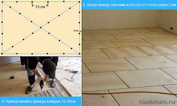 Укладка фанеры на бетонный пол: правила выравнивания. чем крепить и как постелить? монтаж без лаг и с ними
